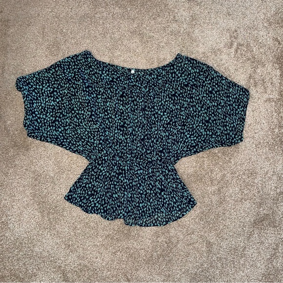 Blue Dolman‎ Sleeve Peplum Blouse - Picture 1 of 7